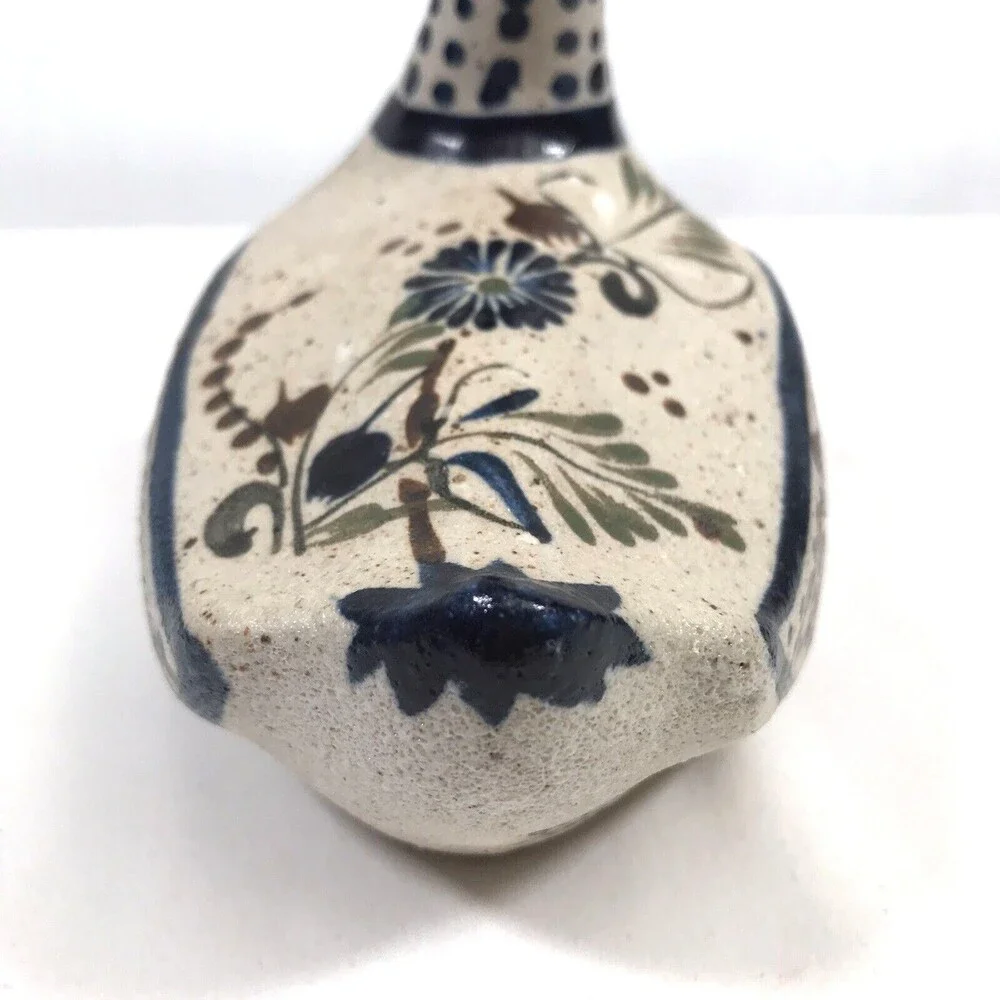 Tonala Santana Pottery Bird Dove Duck Hand-Painted Mexican Folk Art Vtg Signed